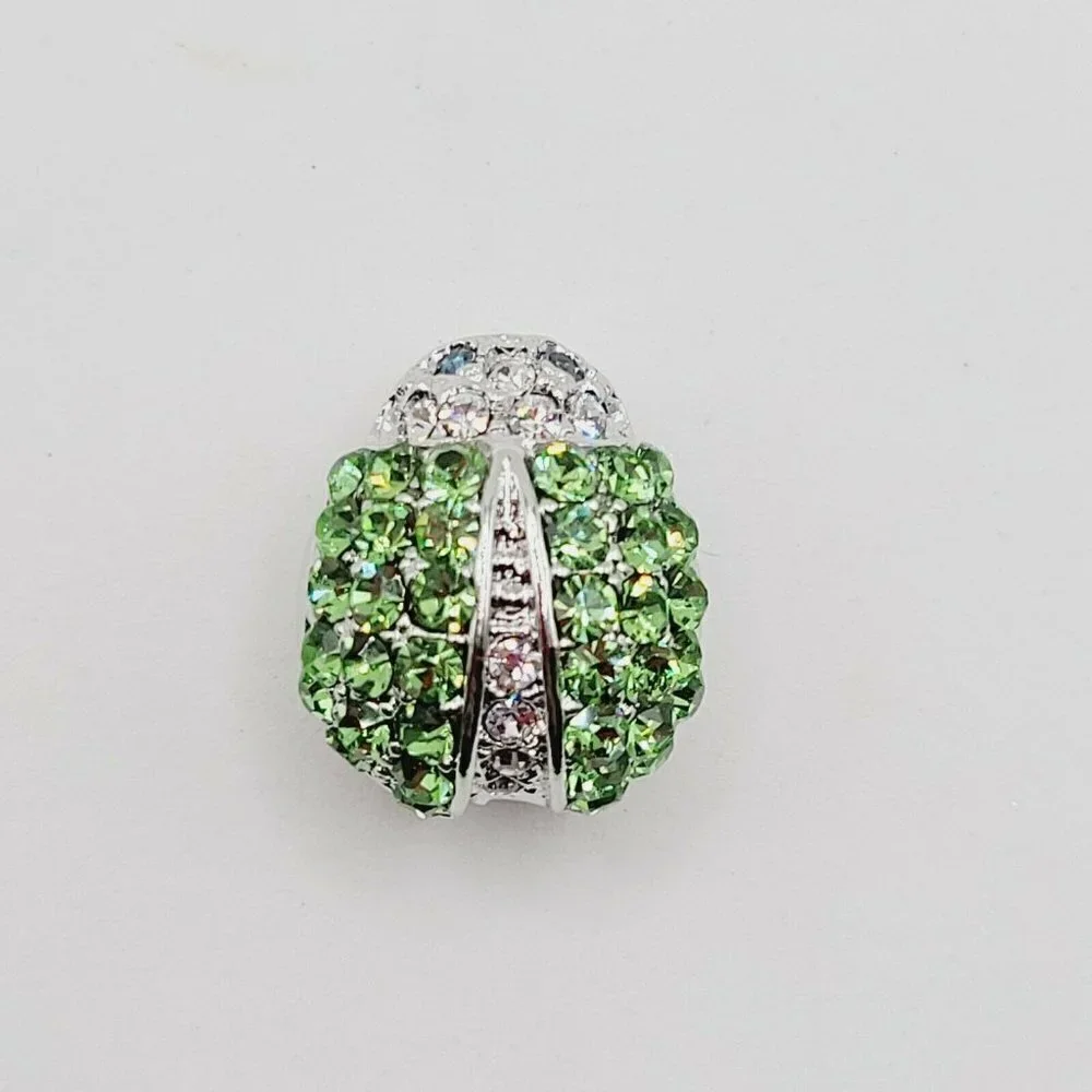 Pave Rhinestone Ladybug Brooch 5/8